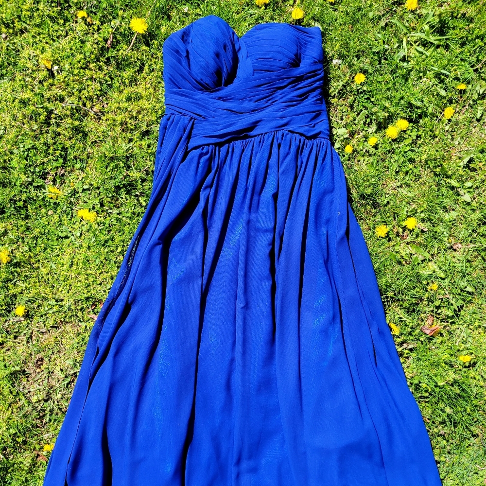 Blue Chiffon Prom Dress (L/XL)
